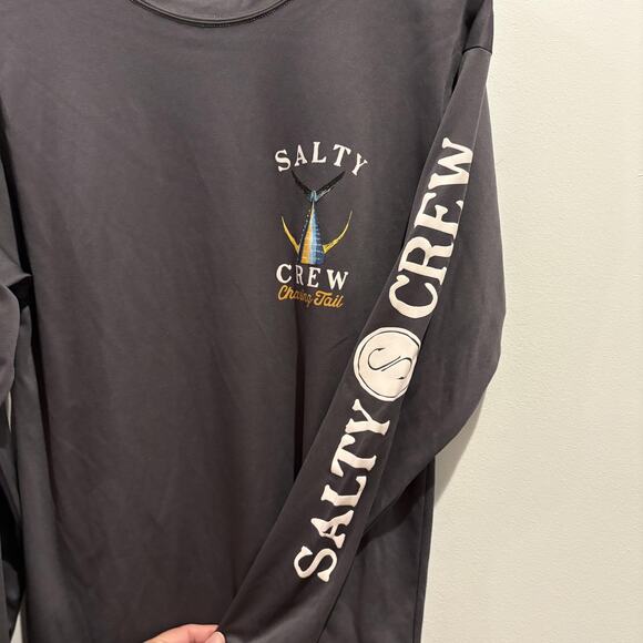 Salty Crew Shirt Mens Small Gray Chasing Tail Long Sleeve Fishing UV Outdoor - Picture 6 of 14